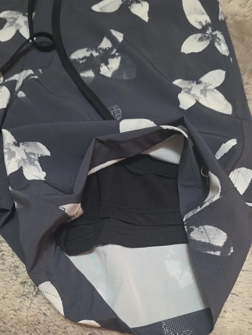 Calvin Klein Navy and White Floral Swim Trunks
